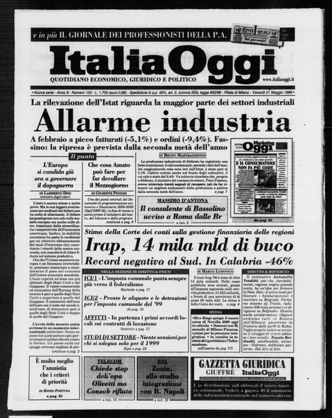 Italia oggi : quotidiano di economia finanza e politica